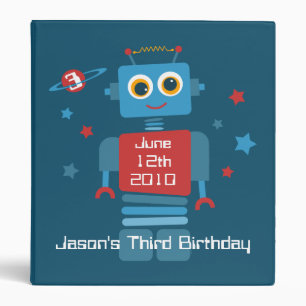 Robot 3rd Birthday Keepsake Photo Binder
