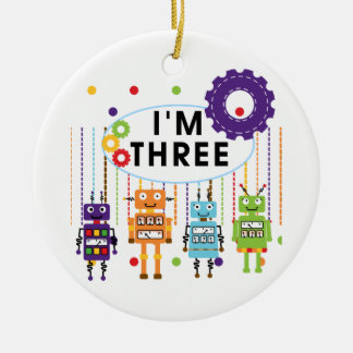 Robot 3rd Birthday T shirts and Gifts Ceramic Ornament