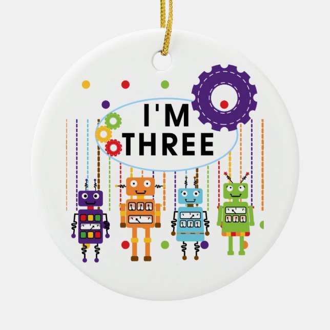 Robot 3rd Birthday T shirts and Gifts Ceramic Ornament (Front)