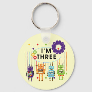 Robot 3rd Birthday T shirts and Gifts Keychain