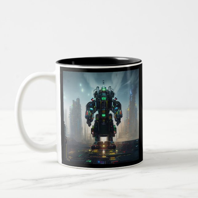Robot 4 black two tone mug (Left)