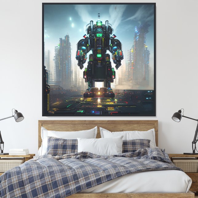 Robot 4 canvas print (Insitu(Bedroom))