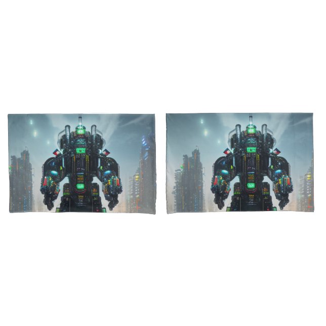 Robot 4 gray standard pillowcases pair (Front-Set)