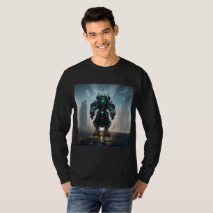  Robot 4 men black long sleeve T-shirt