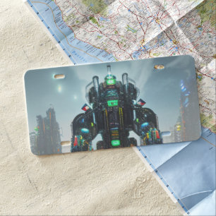 Robot 4 plastic car license plate