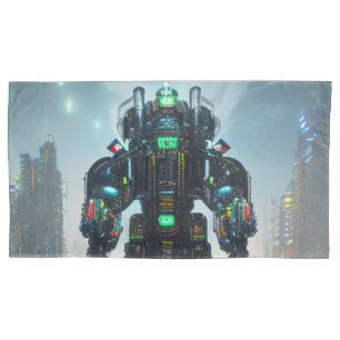 Robot 4 white king pillowcase