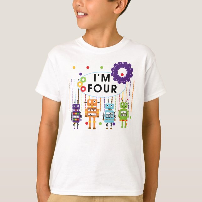 Robot 4th Birthday Tshirts and Gifts (Front)