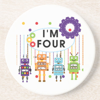 Robot 4th Birthday Tshirts and Gifts Coaster