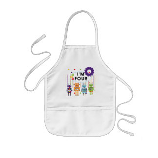 Robot 4th Birthday Tshirts and Gifts Kids' Apron