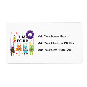 Robot 4th Birthday Tshirts and Gifts Label