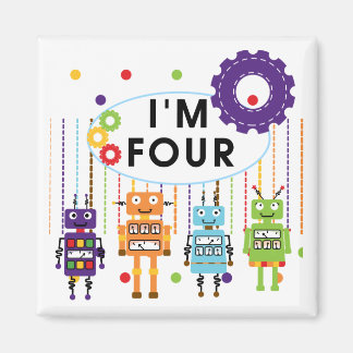 Robot 4th Birthday Tshirts and Gifts Magnet