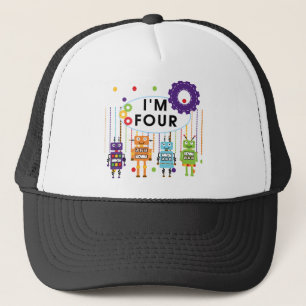 Robot 4th Birthday Tshirts and Gifts Trucker Hat
