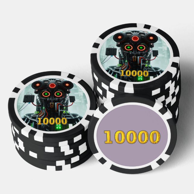 Robot 5 black gold 10000 striped poker chip (Stack)