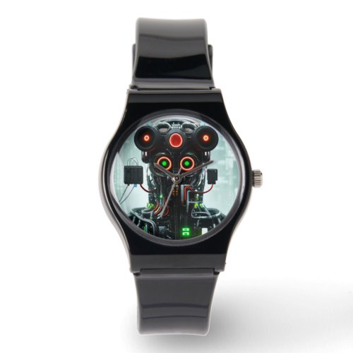 Robot 5 black silicone strap watch