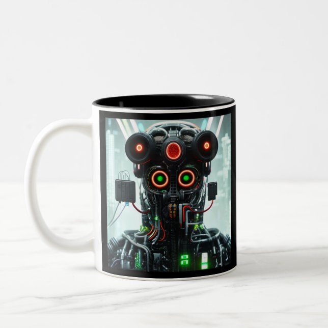 Robot 5 black two tone mug (Left)