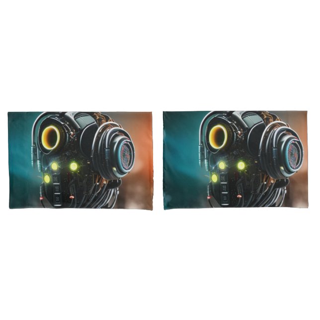 Robot 5 gray standard pillowcases pair (Front-Set)