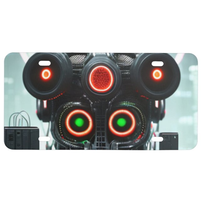 Robot 5 plastic car license plate (Front)