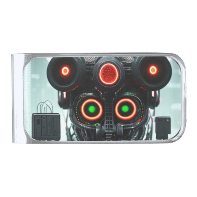 Robot 5 silver money clip (Front)