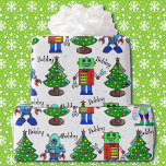 Robot Add Boy's Name Cute Christmas Roll Wrapping Paper<br><div class="desc">Robot Add Boy's Name Cute Christmas Roll Wrapping Paper</div>