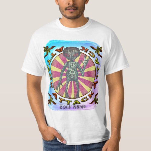 Robot Alien Attack custom name T_Shirt