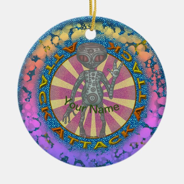 Robot Alien Attack  Ornament  (Front)