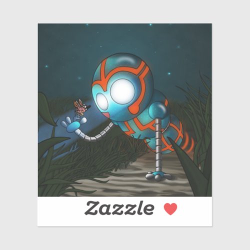 Robot and Butterfly Sticker