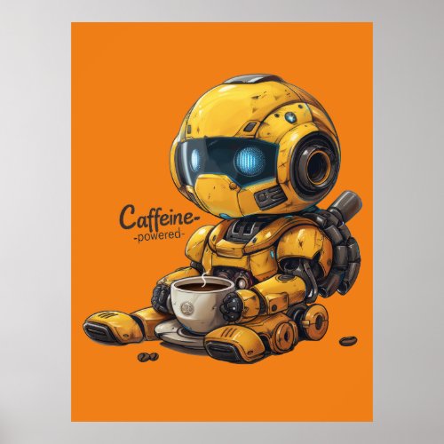 robot and coffe T_Shirt Poster