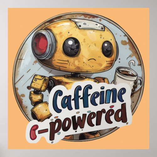 robot and coffe T_Shirt Poster