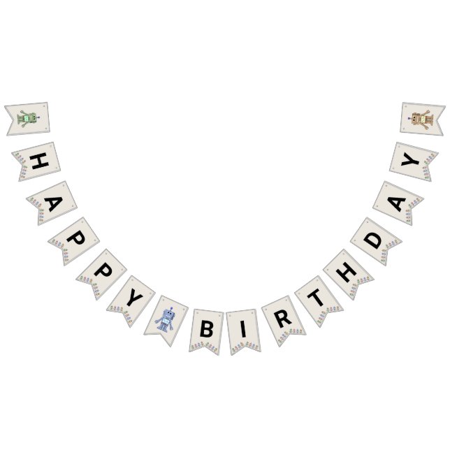 Robot and Gears Birthday Banner (All)