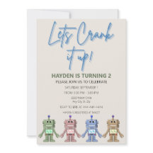 Robot and Gears Birthday Invitation