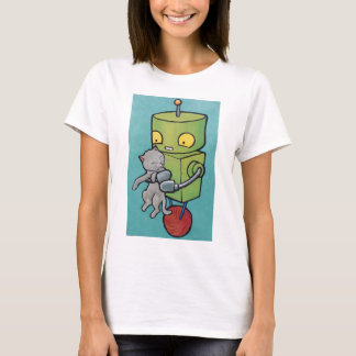Robot and Gray Kitty T-Shirt