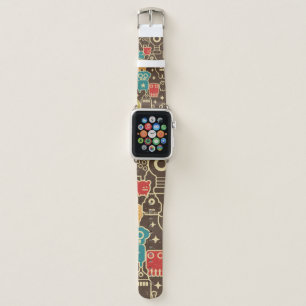 Robot and monsters modern seamless pattern in retr apple watch band