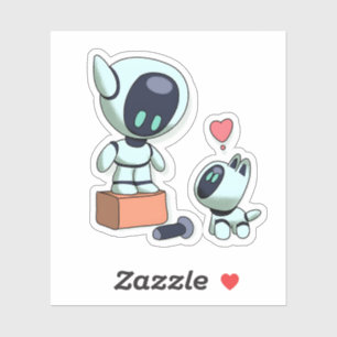 Robot and Robotic Dog Love Sticker