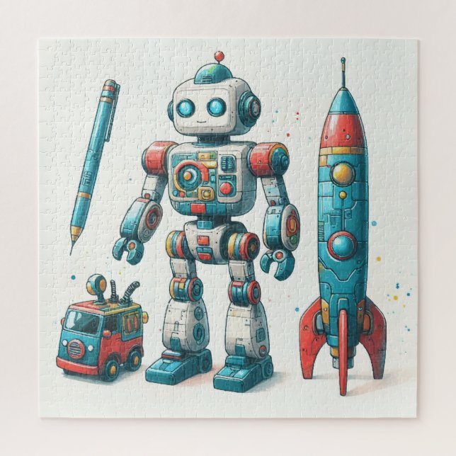 Robot and spaceship jigsaw puzzle (Vertical)