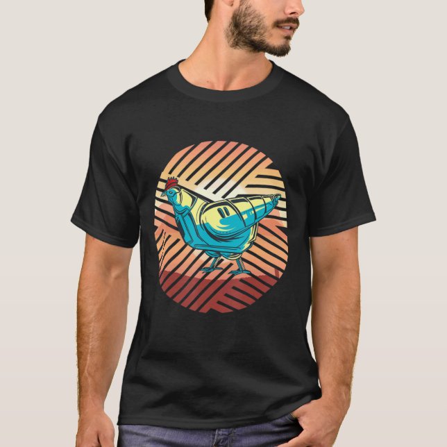 Robot Animal Geometric Chicken T-Shirt (Front)