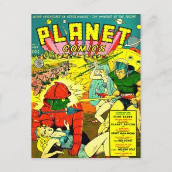 Robot Army Space Invasion Postcard by TimeArchive at Zazzle