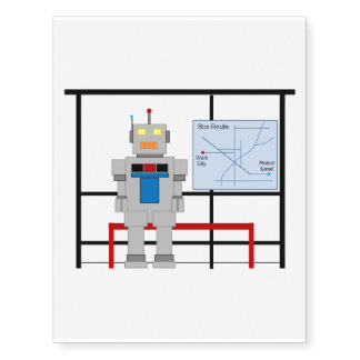 Robot At A Bus Stop Temporary Tattoos