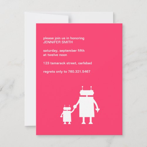 Robot Baby Girl Shower Invite