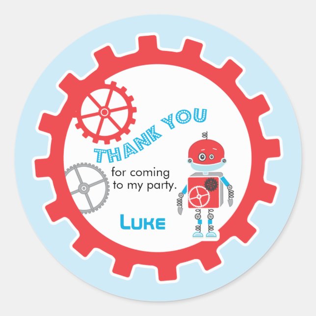 Robot Baby Shower |  Favor Sticker (Front)