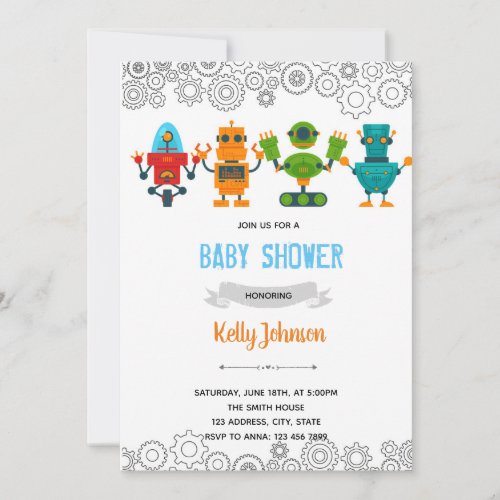 Robot baby shower invitation