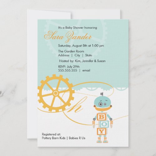 Robot Baby Shower Invitations  |  Boy