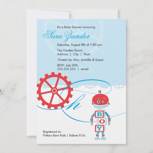 Robot Baby Shower Invitations  |  Boy