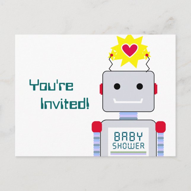 Robot Baby Shower Postcard Invitations (Front)
