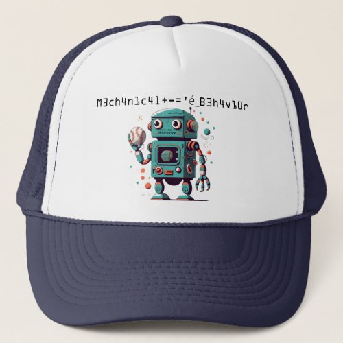 robot baseball cute robot with a ball trucker hat