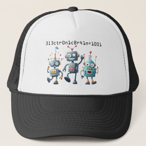 robot baseball enjoying group team trucker hat
