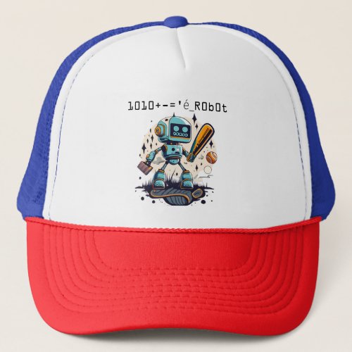 robot baseball  fun and humor Trucker Hat