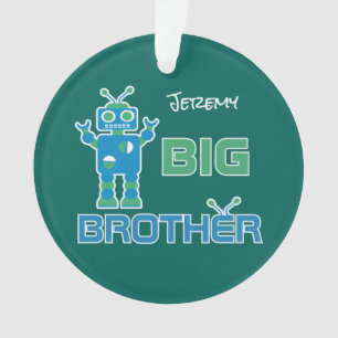 Robot Big Brother Boys Personalized Kids Sibling Ornament