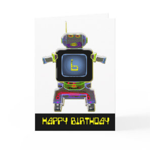 Robot Birthday 6 years old birthday card