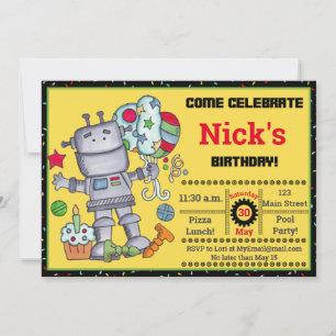 Robot Birthday Birthday Invitation