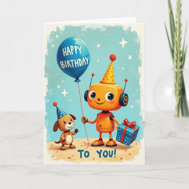 Robot Birthday Gift Card (Front)